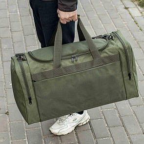 Велика дорожня спортивна сумка зелена тканинна для поїздок та тренувань на 60 літрів Fat Green міцна