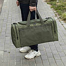 Велика дорожня спортивна сумка зелена тканинна для поїздок та тренувань на 60 літрів Fat Green міцна, фото 3