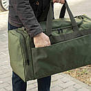 Велика дорожня спортивна сумка зелена тканинна для поїздок та тренувань на 60 літрів Fat Green міцна, фото 4
