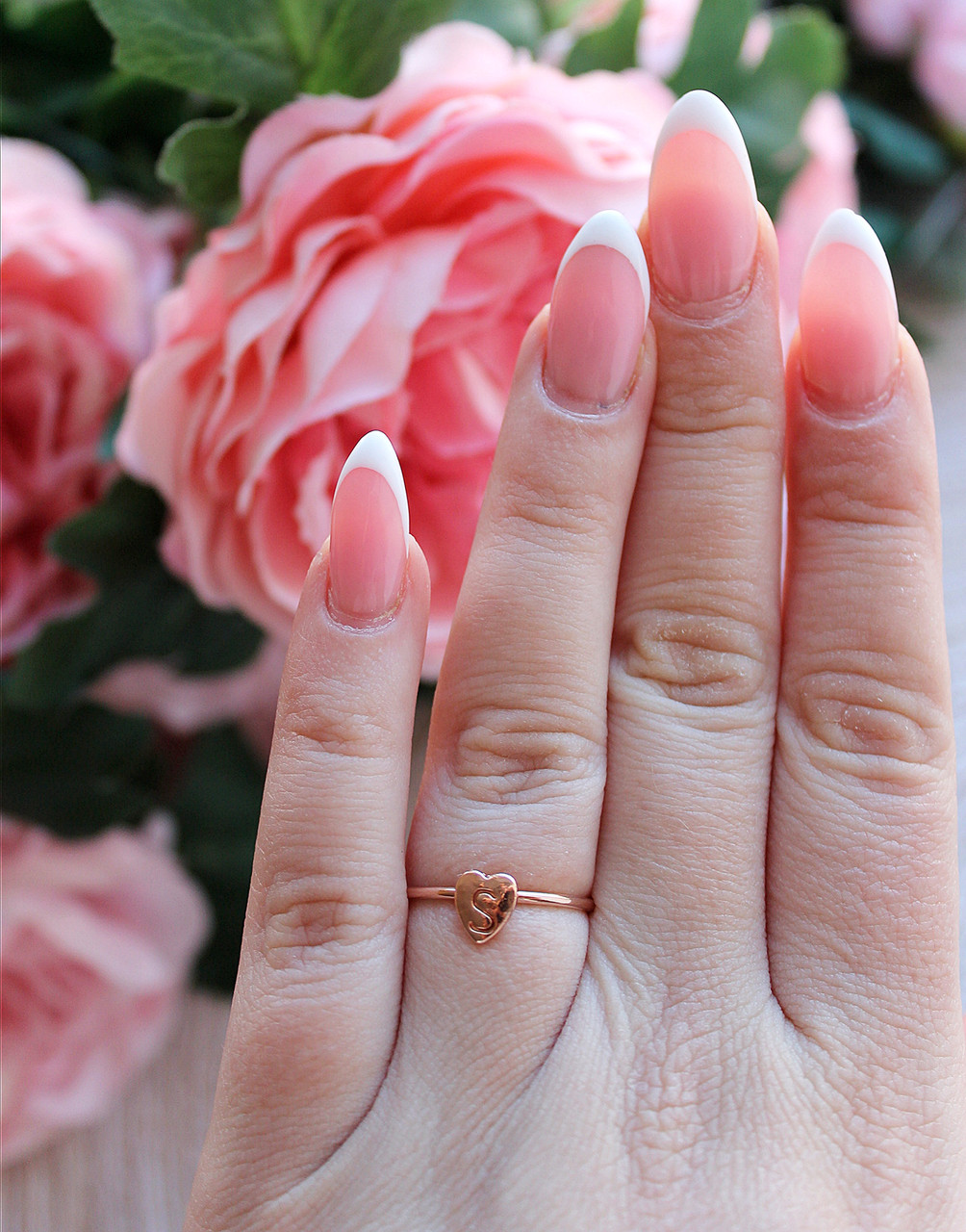 Жіноча каблучка "Сердце" з буквою S, розмір регулюється, колір золото, фото 1