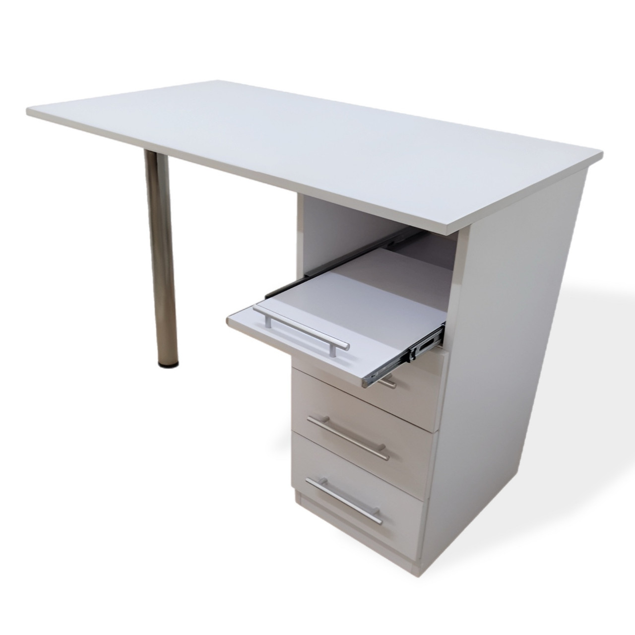 Стіл манікюрний трансформер на три висувні шухляди 103,4*55 висотою 73 см. Білий, фото 1