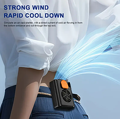 Персональний вентилятор на пояс з кліпсою і трьома режимами швидкості F026 чорно-помаранчевого кольору