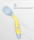 Набір столових предметів для малюків — гнучка силіконова ложка та виделка, блакитний, фото 7