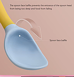 Набір столових предметів для малюків — гнучка силіконова ложка та виделка, блакитний, фото 8