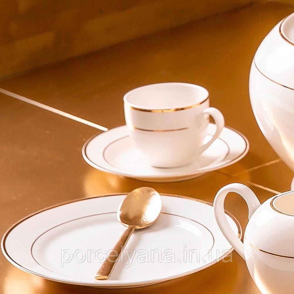Тарілка десертна порцелянова 16,5 см Ambition Aura gold, фото 1