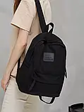 Маленький шкільний рюкзак для дівчинки Молодіжний стильний однотонний чорний портфель в школу і для студента підлітка, фото 3