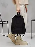 Маленький шкільний рюкзак для дівчинки Молодіжний стильний однотонний чорний портфель в школу і для студента підлітка, фото 4