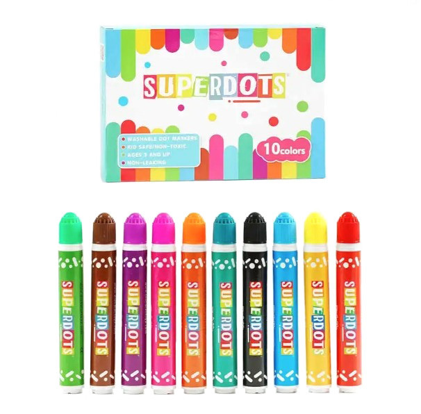 Дитячі крапкові маркери 35509, 10 кольорів по 60 мл, фото 1