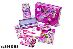 Дитячий набір канцелярського приладдя з пеналом CD8808 Рожевий