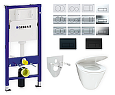 Комплект 5в1: інсталяція Geberit  + безобідковий унітаз VBI білий, змив TORNADO + клавіша на вибір