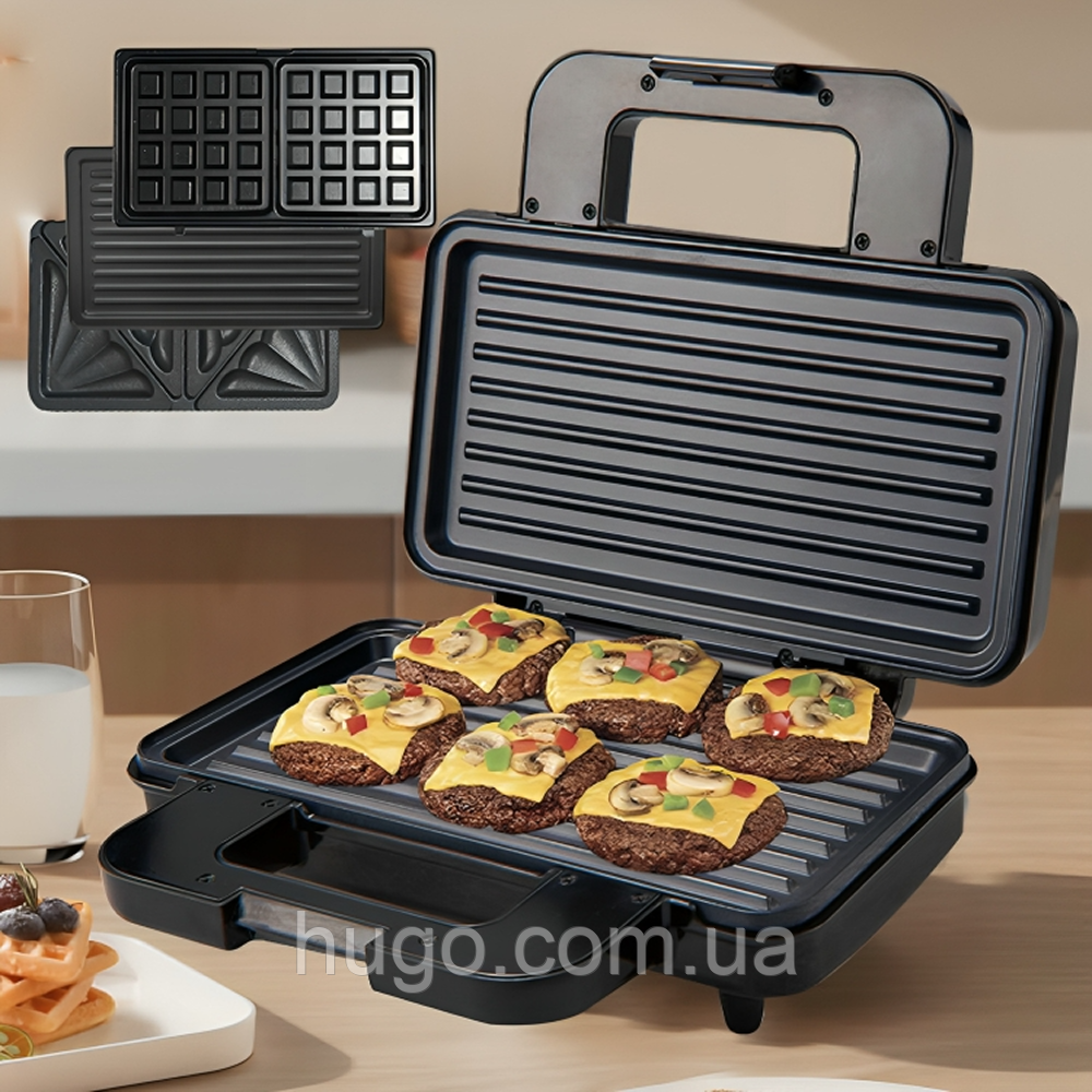Мультипекарь 3в1 SK-BBQ-835 / Сендвічниця / Вафельниця / Бутербродниця, фото 1