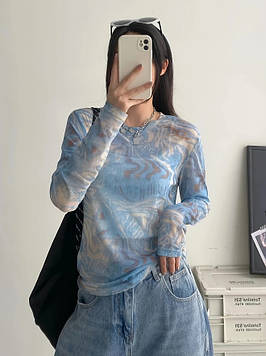 Жіноча елегантна блузка напівпрозорий лонгслів Сітка