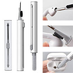 Ручка-щітка 3в1 для чищення навушників та телефонів. / Набір для чищення гаджетів / Чистилка для навушників