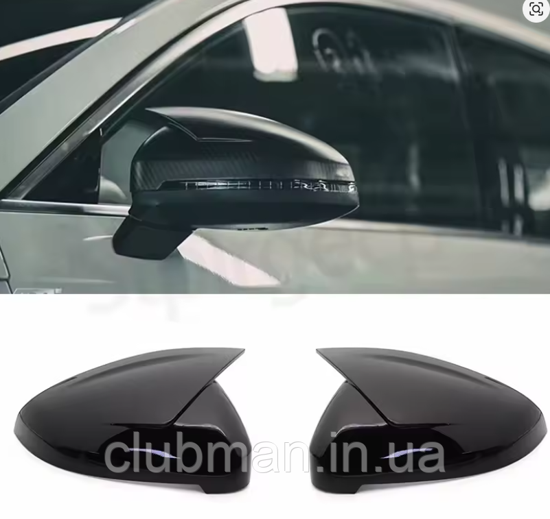 Накладки на дзеркала AUDI (Ауді) A4 B9, A5 F5 (2017-2023) Чорний глянець - ABT-Style