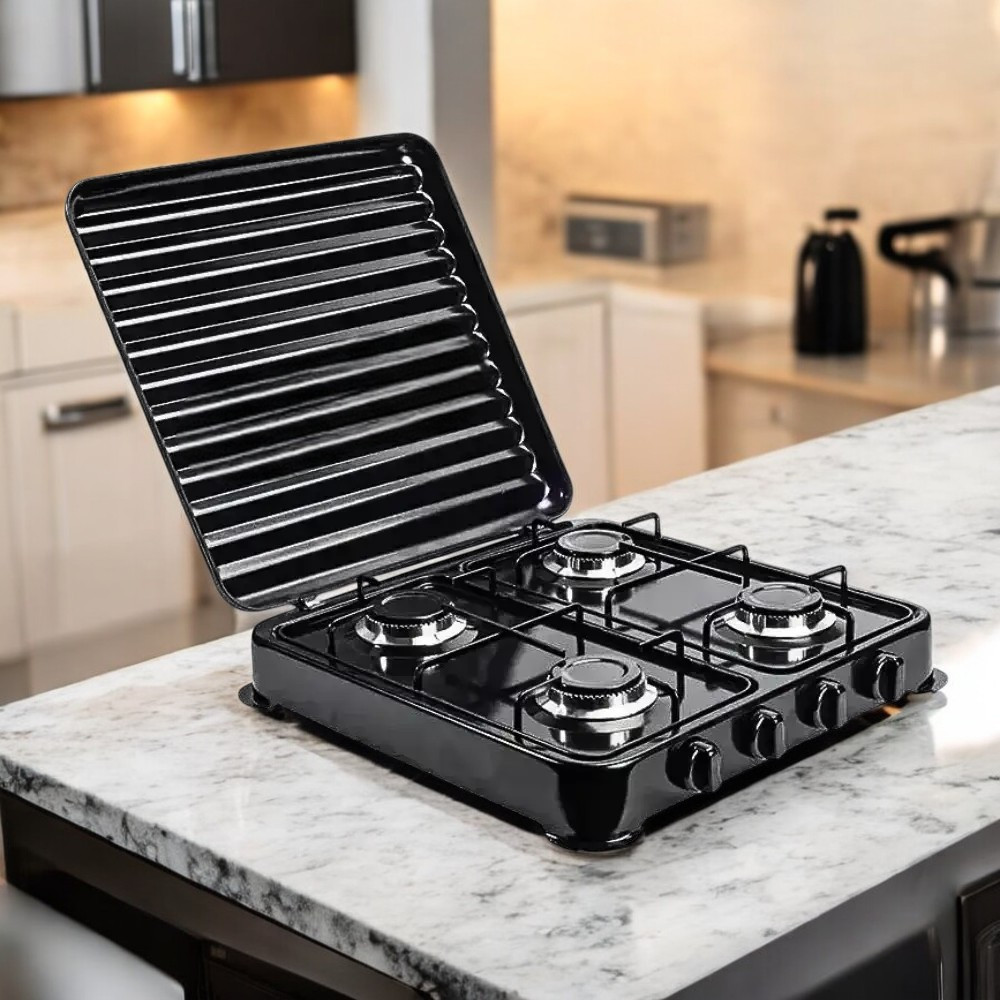 Якісна газова плита Rainberg Портативна кухонна газова плитка на 4 конфорки Настільна газова плита, фото 1