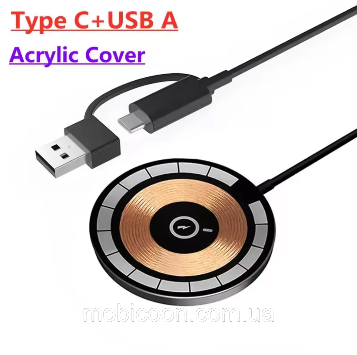 Бездротова магнітна зарядка MagSafe Charger 15w (type-c/USB)