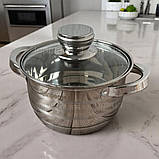 Набір посуду 12в1 Rainberg з нержавіючої сталі зі сковородою і сотейником для всіх плит, фото 4