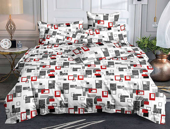 Синтетична біла тканина 220 см для постільної білизни Поліестер 75 з геометричним принтом, рулон 60 м, фото 1