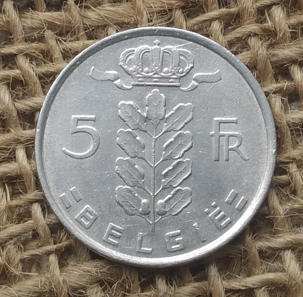 5 франкiв 1975 року. Бельгiя
