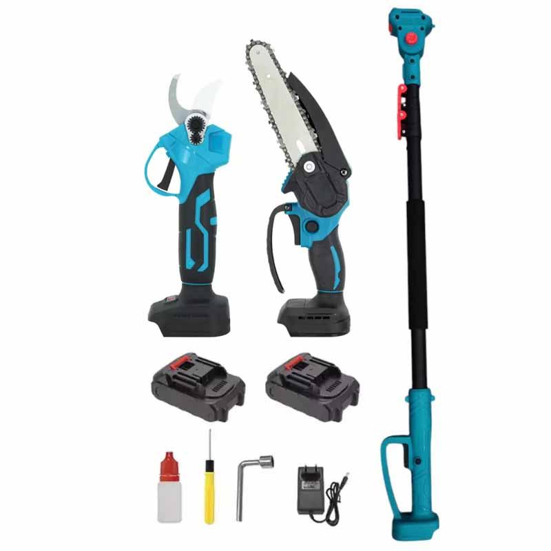 Сучкоріз + Секатор + Висоторіз-подовжувач SG-3466 на 2 акумулятори по 48V, набір інструментів синій