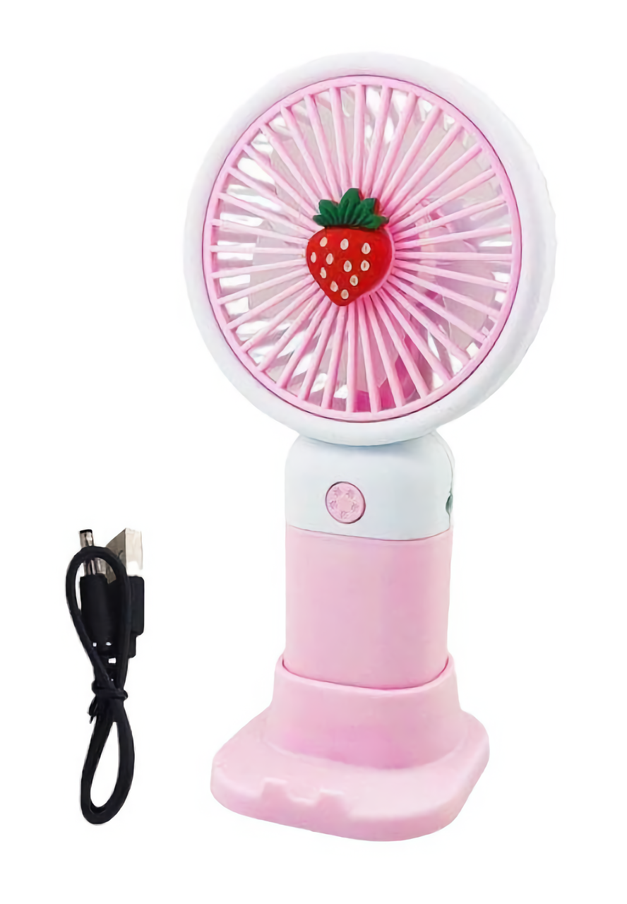 Міні вентилятор на акумуляторі 15 см Рожевий Pink