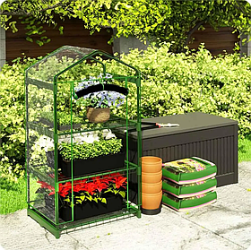 Стелаж-теплиця 3 полиці Plonos Зелена 125 х 69 х 49 см. Міні-теплиця. Балконний сад