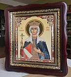 Ікона Свята рівноапостольна царицею Олена темного фігурного кіота під склом, розмір кіота 32×28, сюже 20×24, фото 2