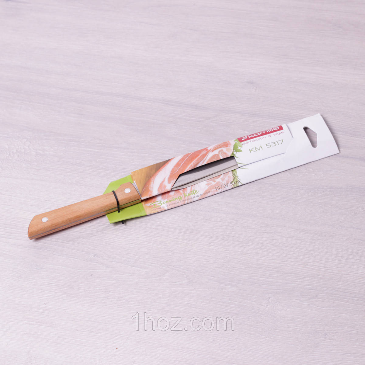 Нож кухонный для костей Kamille из нержавеющей стали с деревянной ручкой KM-5317 - фото 5 - id-p465406972