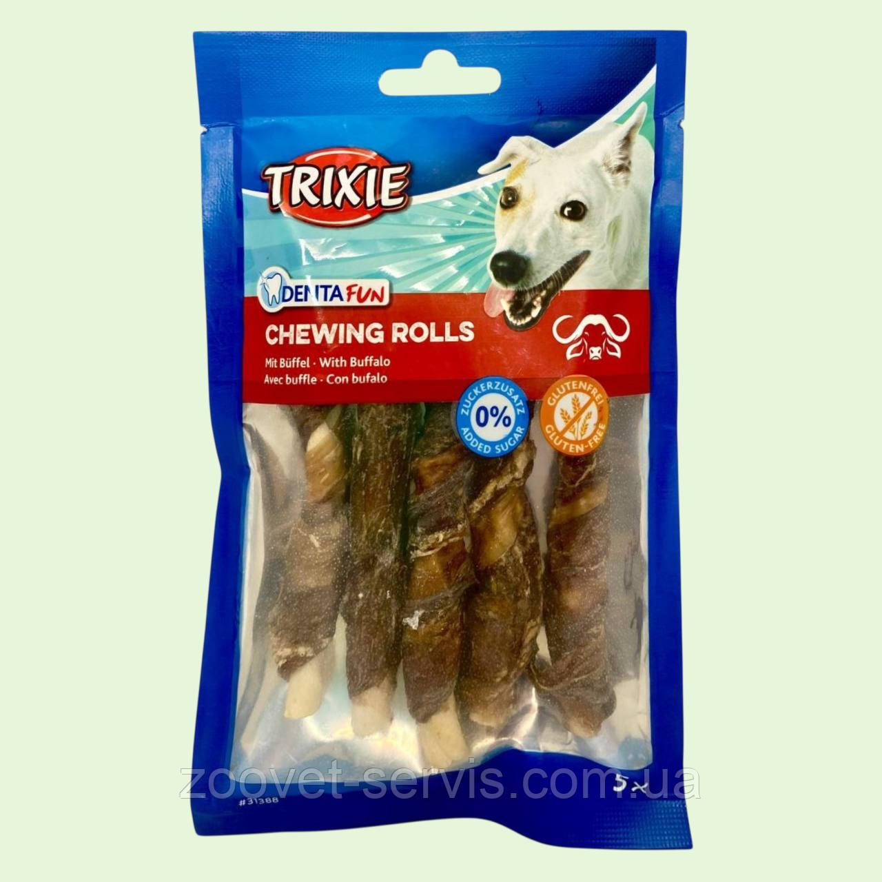 Ласощі для собак Trixie DENTA fun для чищення зубів буйвол 5шт, 12см/70гр 31388