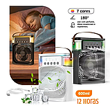 Портативний вентилятор зі зволожувачем і підсвіткою 4в1 мінікондиціонер настільний портативний вентилятор ЮСБ, фото 7