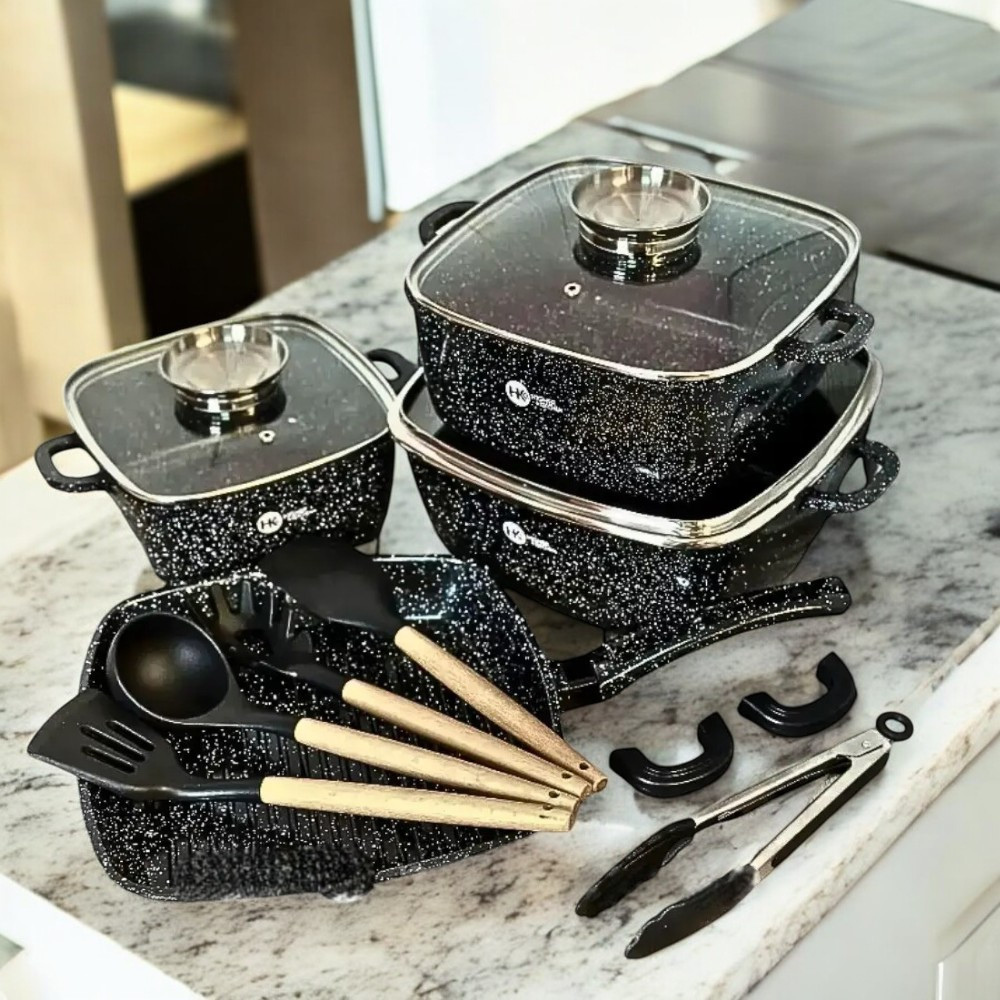 Комплект кастрюль Higher Kitchen Набір квадратних кастрюль з гранітним покриттям Набір кухонного посуду 14 шт