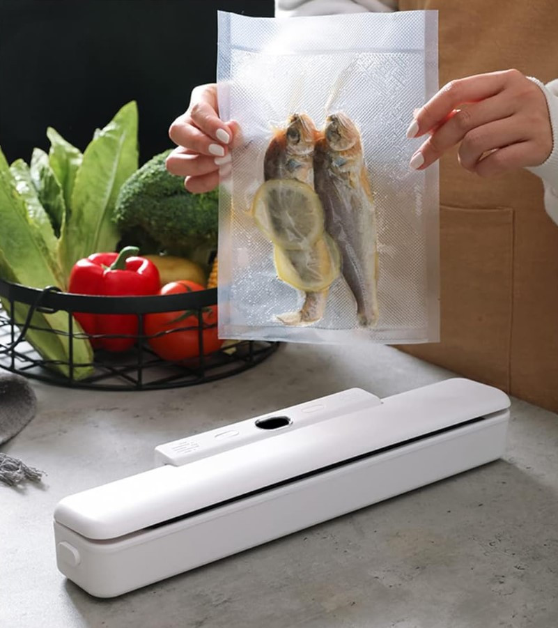 Вакууматор з дисплеєм автоматичного тривалого зберігання продуктів прилад для вакуумного пакування м'яса, риби, фото 1
