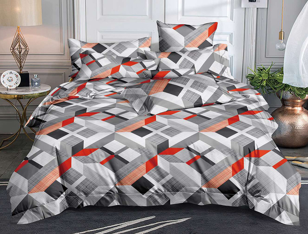 Синтетична сіра тканина 220 см для постільної білизни Поліестер 75 з геометричним принтом, рулон 60 м