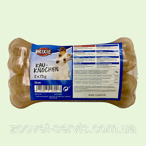 Ласощі натуральні для собак Trixie пресована кістка 15 см, 2/75г TX-2790, фото 1