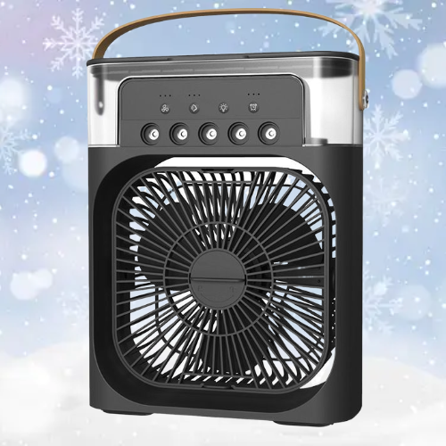 Портативний вентилятор зі зволожувачем і підсвіткою 4в1 мінікондиціонер настільний портативний вентилятор ЮСБ, фото 1