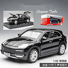 Модель автомобіля Porsche Cayenne. Металева машинка, інерційна машинка Порш Кайєн чорний 1:32, фото 6