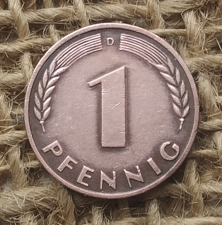 1 пфенiг 1950 року. (D) Нiмеччина - ФРН