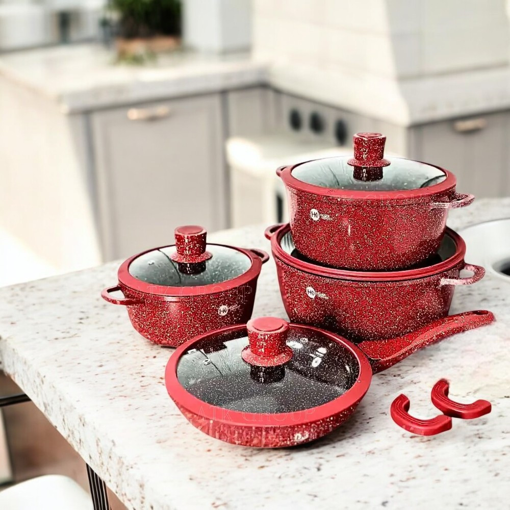 Комплект кухонного посуду 10 предметів Higher Kitchen Набір кастрюль з гранітним покриттям та багатошаровим дном
