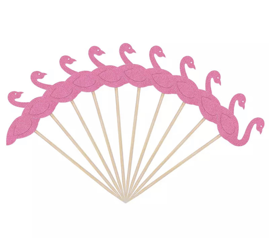 Набір топперів "Рожевий Фламінго" на Гавайську вечірку, 10 шт, фото 1