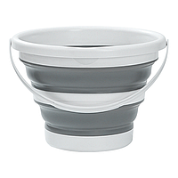 Ведро складное туристическое усиленное с ручкой 10 л, силикон Серый