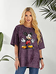 Футболка оверсайз з накатом “Mikki” з куліру варьонки преміум якості