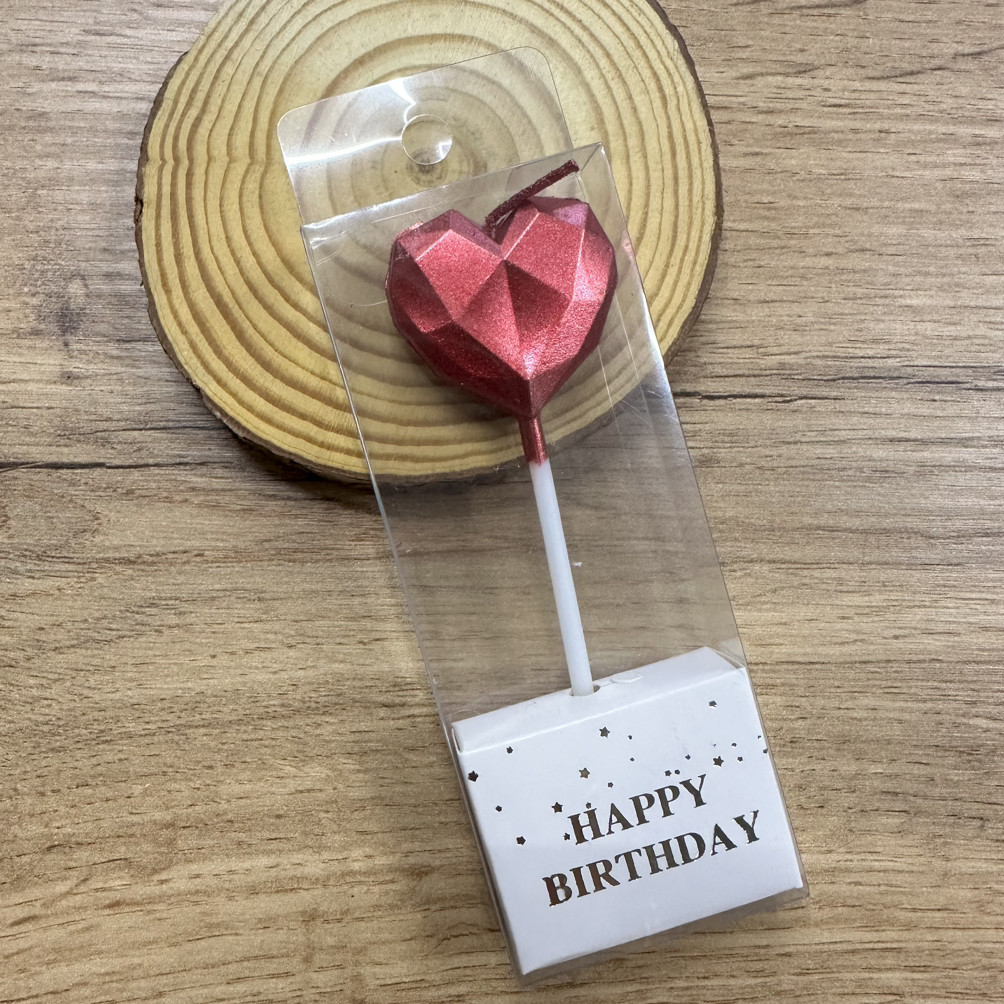 Свічка для торта Серце червона, фото 1