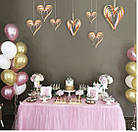 Серце 3D 25 см., золото+рожевий декор до Дня Св. Валентина, фото 2