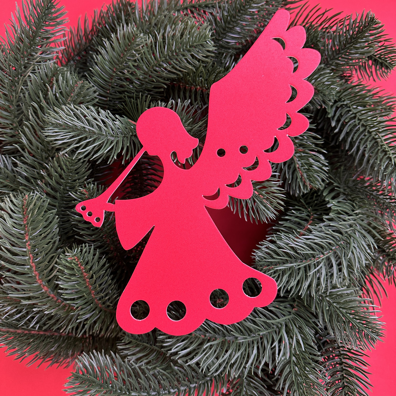 Підвісний декор Ангелочок червоний на Новий Рік, 16 см, фото 1