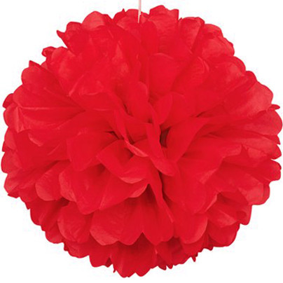 Паперовий помпон із тиш'ю 15 см червоний, фото 1