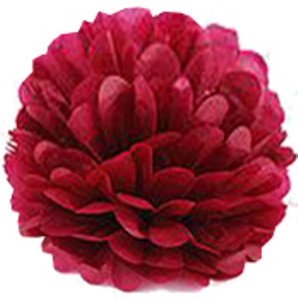Паперовий помпон із паперу 15 см бордовий, фото 1