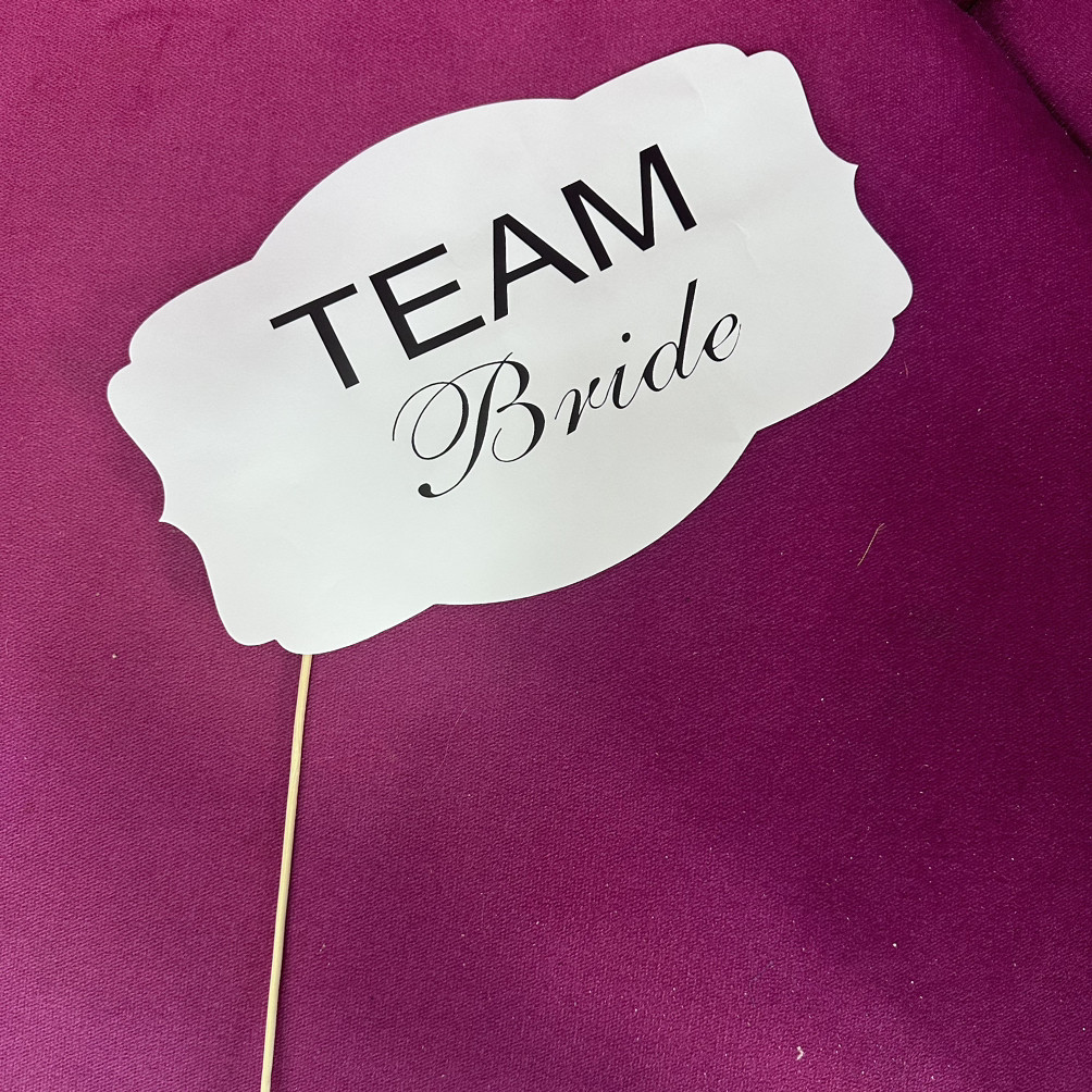 Табличка для фотосесії TEAM Bride, біла, фото 1
