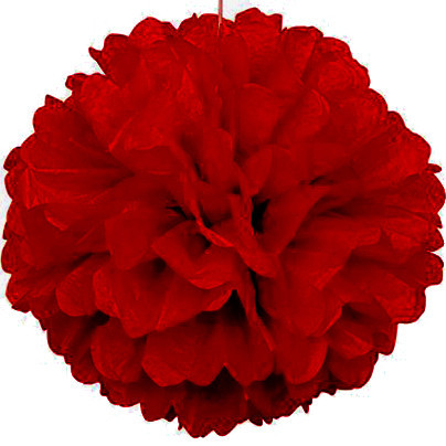 Паперовий помпон із тиш'ю 15 см темно-червоний, фото 1