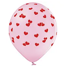 Латексна кулька BELBAL 12"(30 см) "Сердечка червоні маленькі на рожевому"