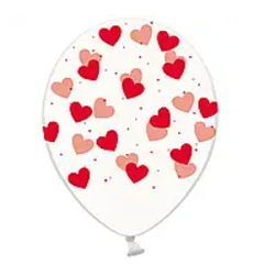 Латексна кулька BELBAL 12"(30 см) "Сердечка червоні на прозорому"